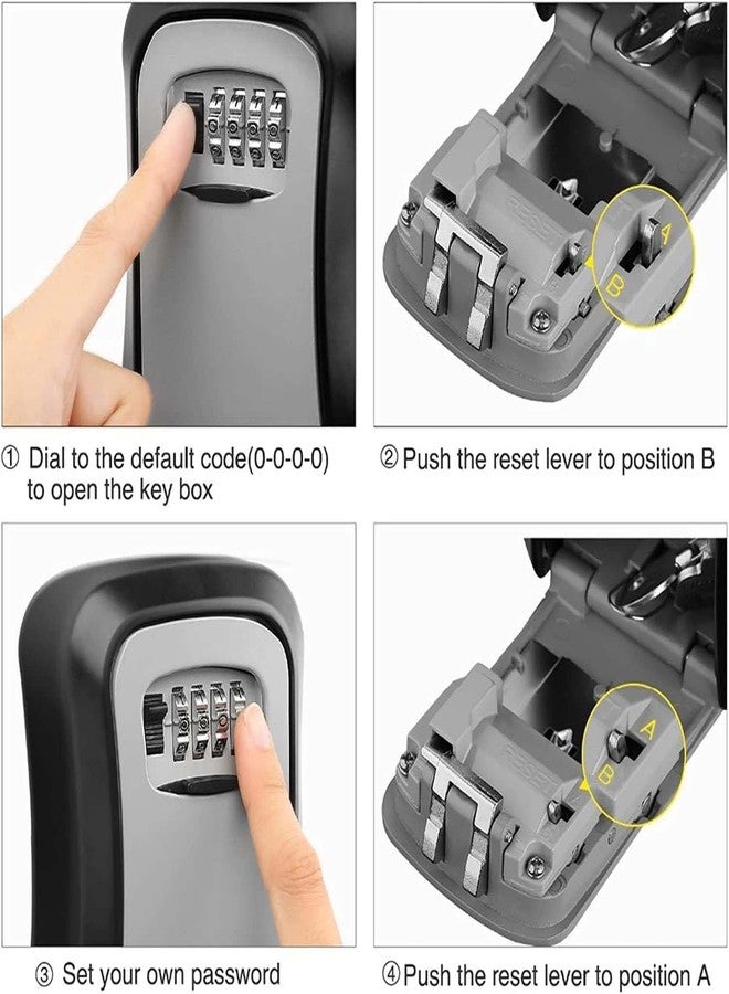 SKOFRI Key Safe Wall Mounted, 4 Digit Combination Key Safe Lock Box Outdoor, Weatherproof, for Share and Secure Keys, Combination Lock for Homestay Garage Office Industries - Image 3